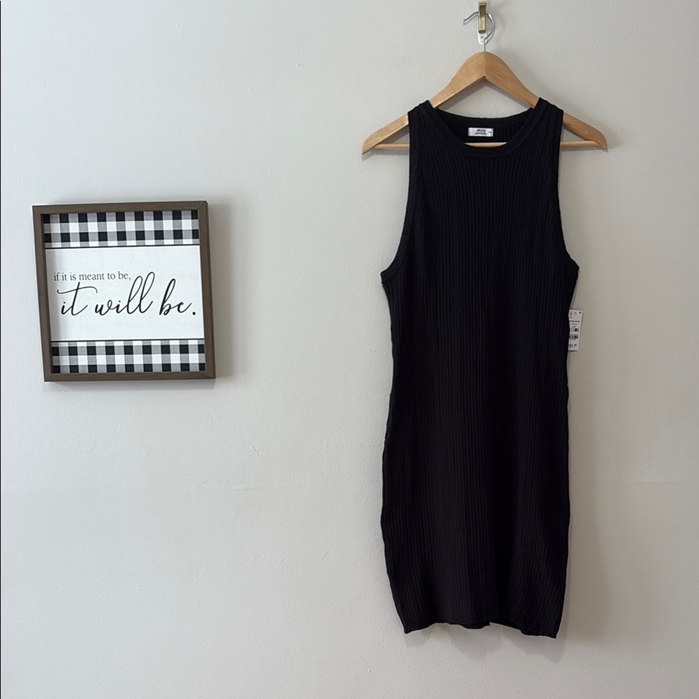 Ardene Black Sleeveless Ribbed Dress - Large